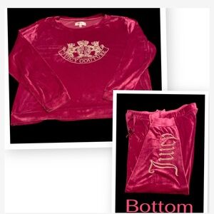 Juicy Couture Pink Velour Sweatshirt & Jogger Set with Gold Embroidery